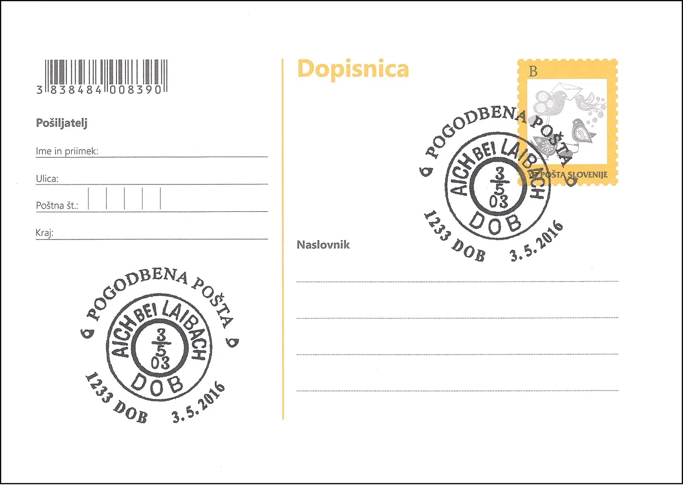 POGODBENA POŠTA 1233 DOB